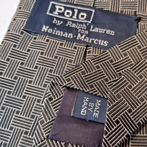 Polo By Ralph Lauren 57” Men’s Repp Tie 100% Silk  USA Black/Grey Neiman Marcus - Picture 3 of 9